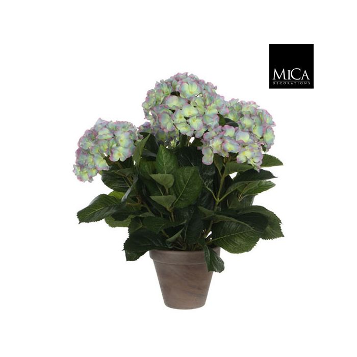 Mica Artificial Hydrangea Light Purple In Grey Pot 45cm