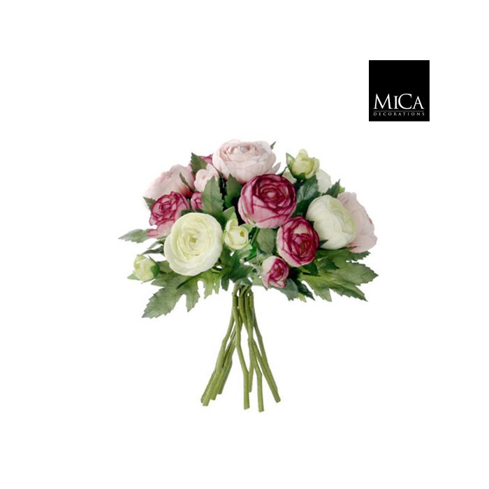 Mica Faux Bouquet Ranunculus Pink 22cm