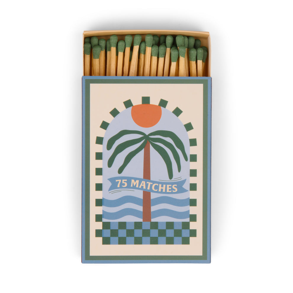 Designworks Collective Adopo Boxed Matches "Palm Tree" Dark Green - 75 matches (9.6 CM)