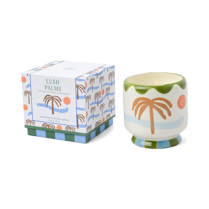 Designworks Collective Adopo Palm Tree Ceramic Candle - Lush Palms Boxed