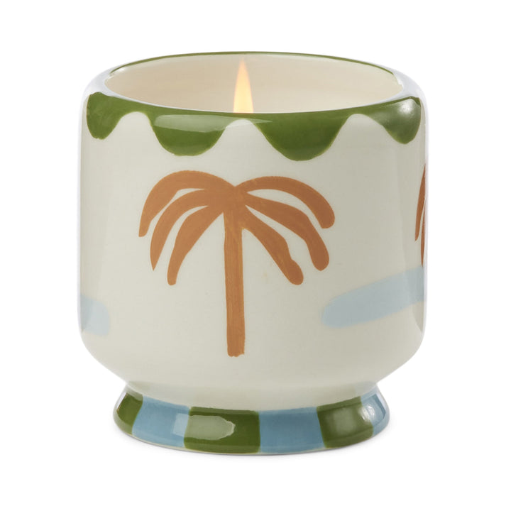 Designworks Collective Adopo Palm Tree Ceramic Candle - Lush Palms Boxed