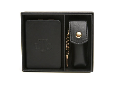 The London Train Case Co. Black Mirror And Lipstick Holder Gift Set