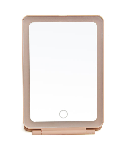 Alice Wheeler London Pink - Led Light Up Soft Touch Travel Mirror (3 Light Settings)