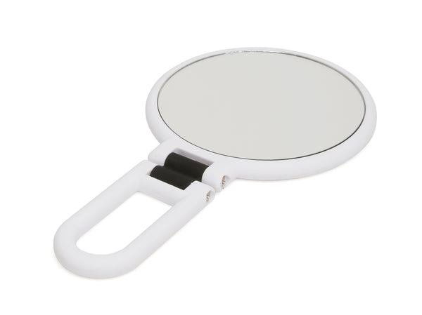 Alice Wheeler White soft Touch Hand Mirror 10x Mag