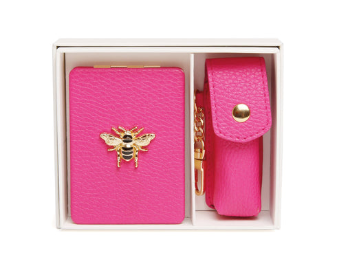 Alice Wheeler London Hot Pink Compact Mirror & Lipstick Holder Gift Set