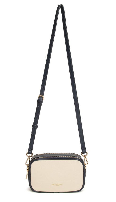 Alice Wheeler London Navy Stripe Madrid Camera Crossbody Bag