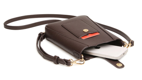 Alice Wheeler London Chocolate Kensington Phone  Crossbody Bag