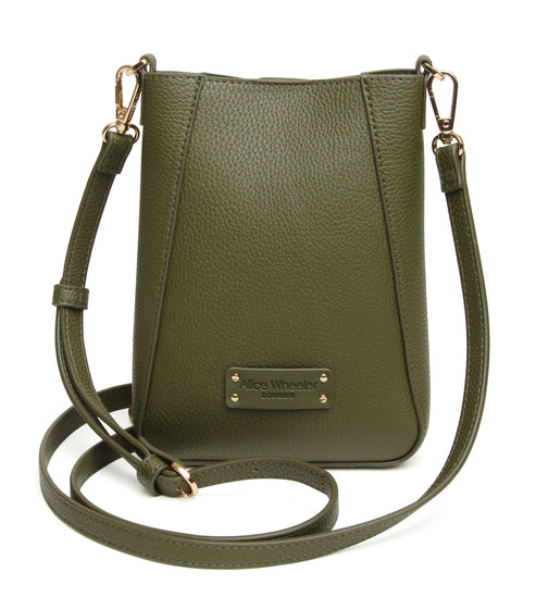 Alice Wheeler London Olive Kensington Phone  Crossbody Bag