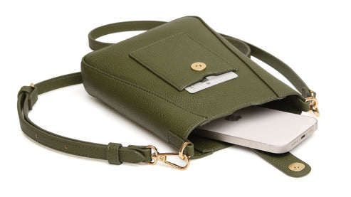 Alice Wheeler London Olive Kensington Phone  Crossbody Bag