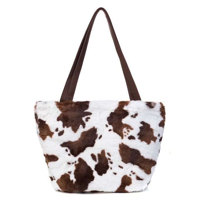 Accessories by Park Lane Bag.71 Brown Cow Print Fluffy Bag
