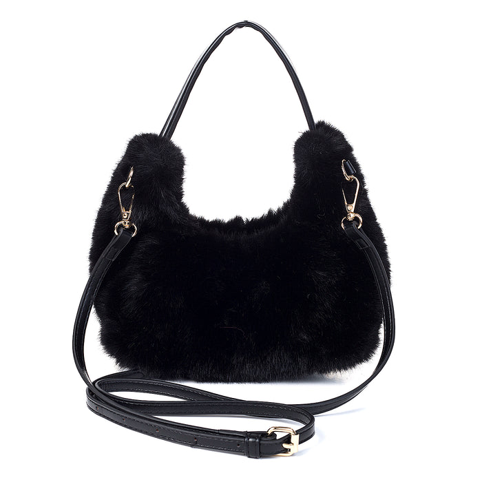 Accessories by Park Lane Bag.79 Ebony Fluffy Shoulder Bag