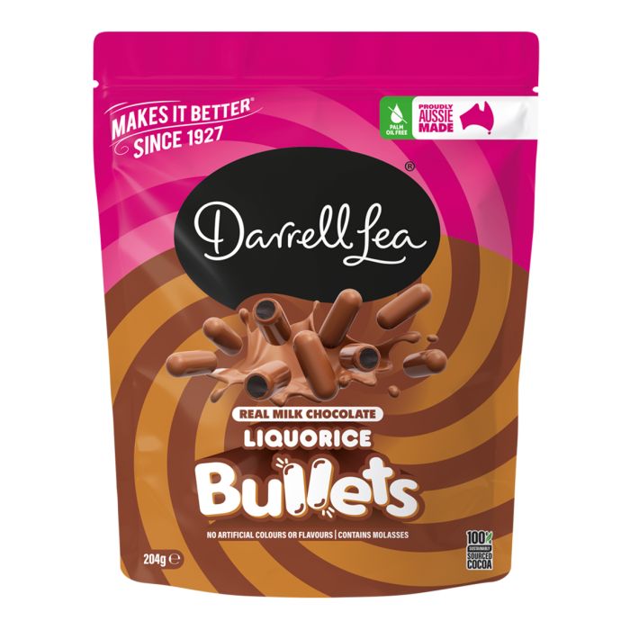 Darrell Lea Milk Chocolate Liquorice Bullets 204g