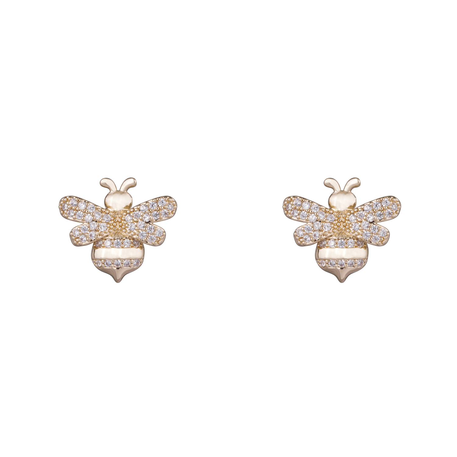 D&X London Keira Cubic Zirconia Bee Stud Earrings