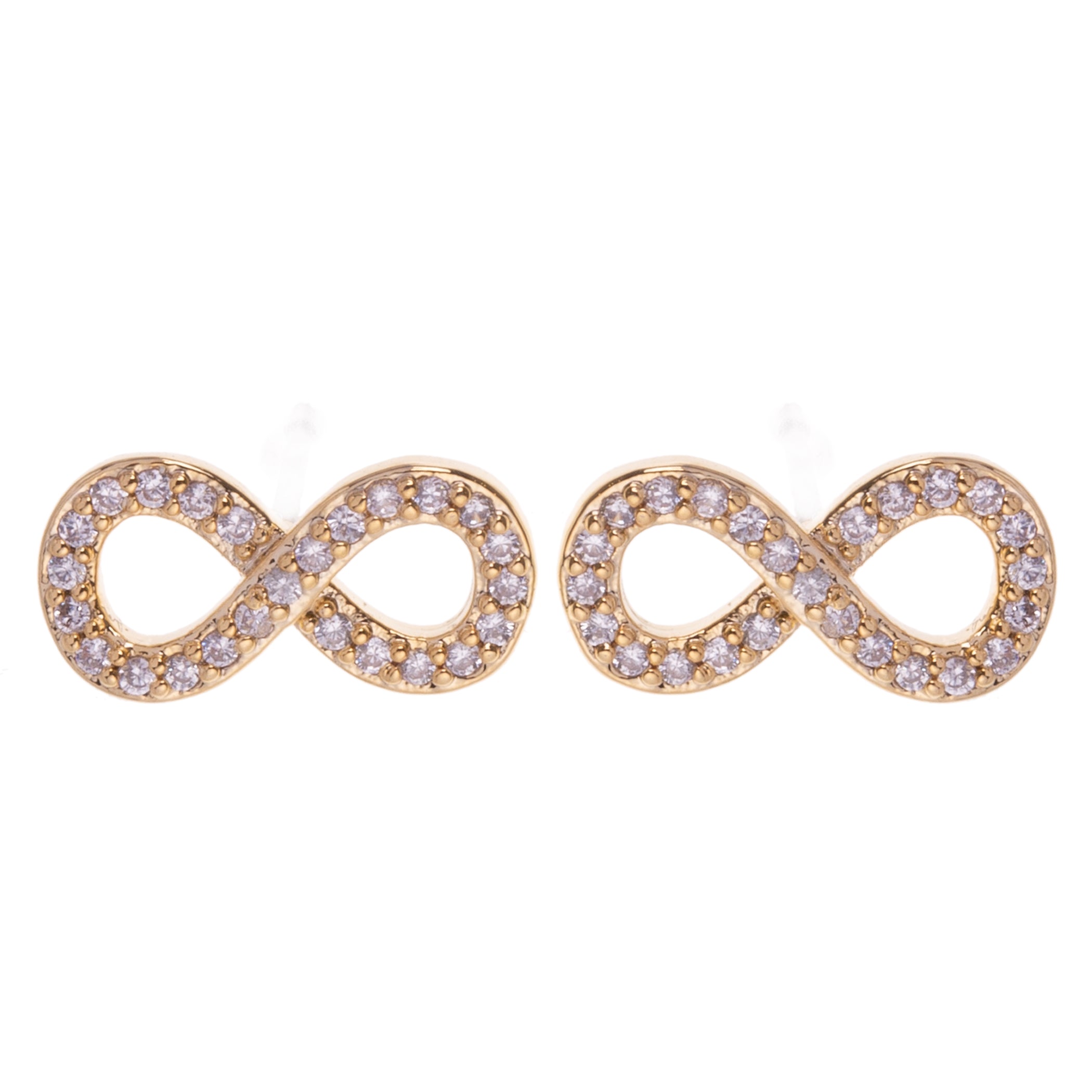 D&X London Keira Gold Plated Clear Cubic Zirconia Infinity Stud Earrings