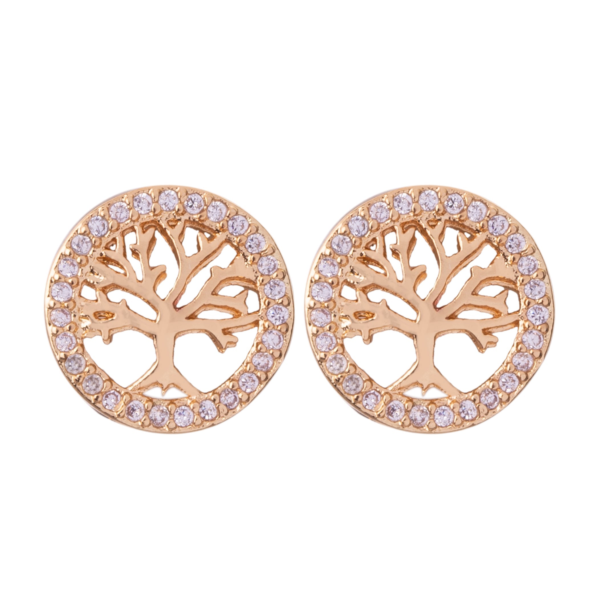 D&X London Keira Cubic Zirconia Tree Of Life Stud Earrings