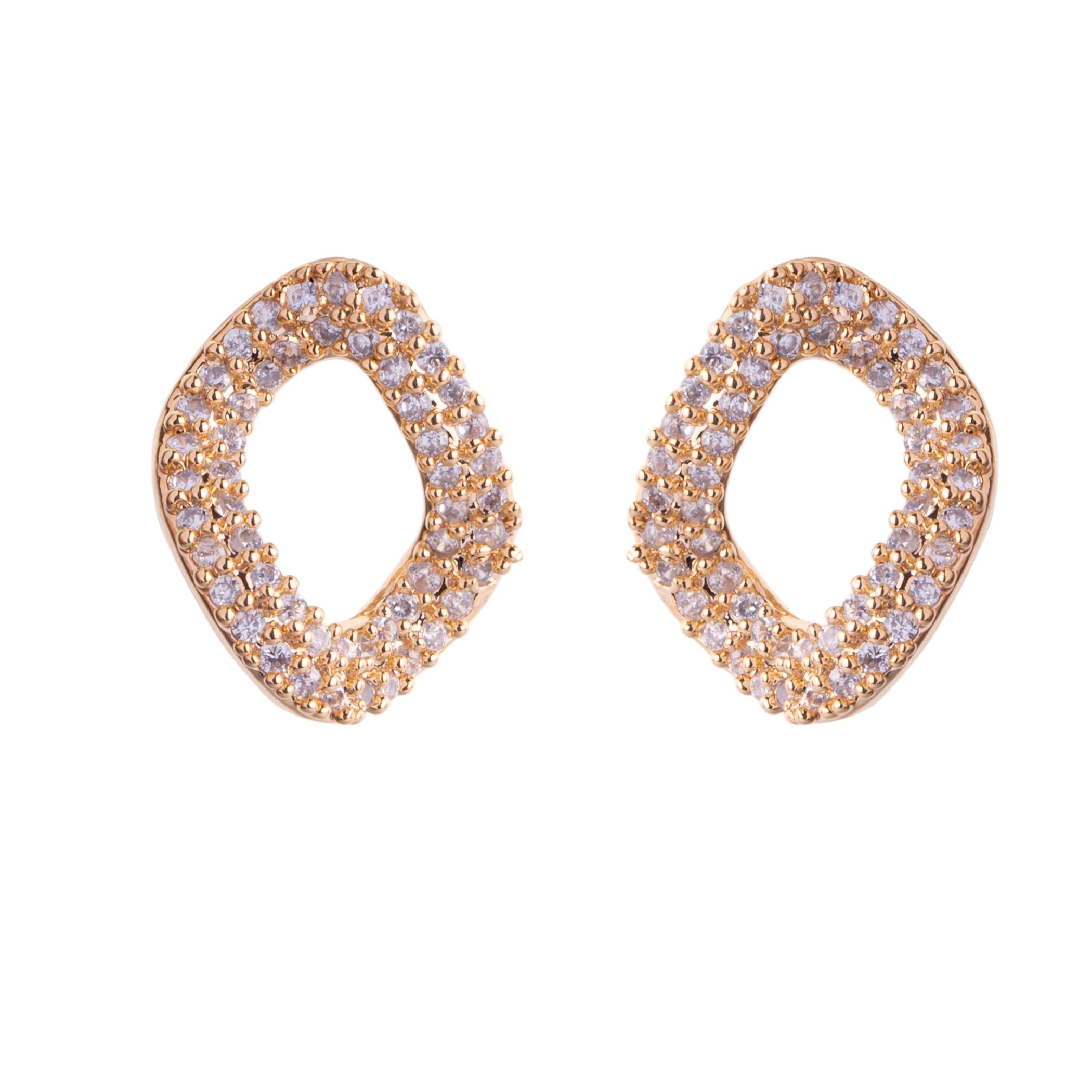D&X London Kylie Gold Plated and Crystal Contemporary Stud Earrings