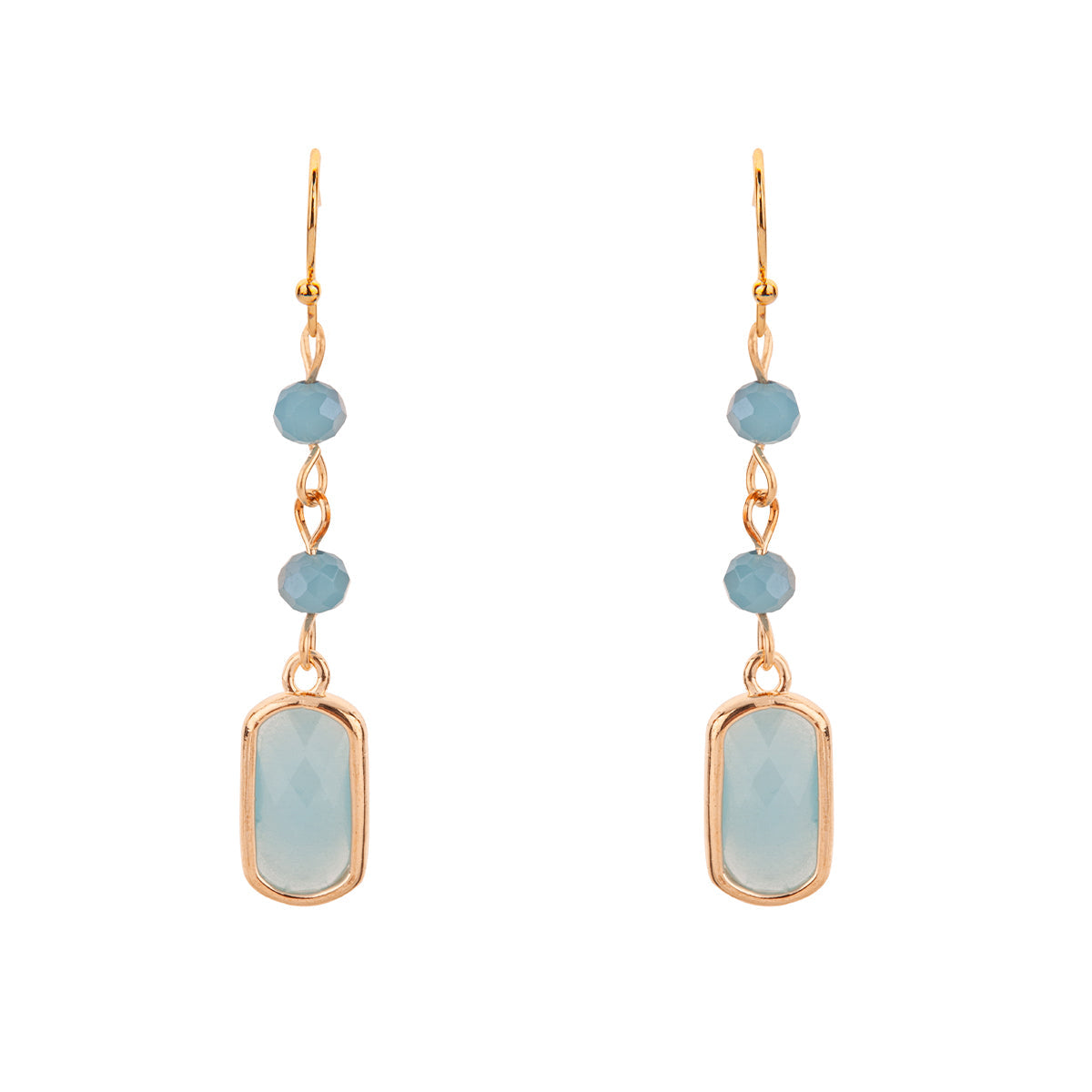D&X London Venus Gold With Blue Crystal Drop Earrings