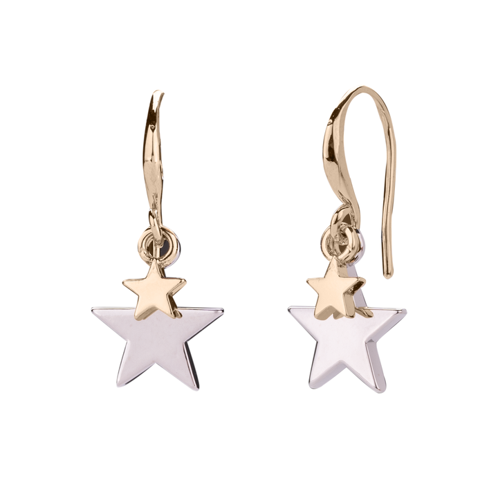 D&X London Vibes 18K & White Gold Plated Stainless Steel Star Pendant Hook Earrings
