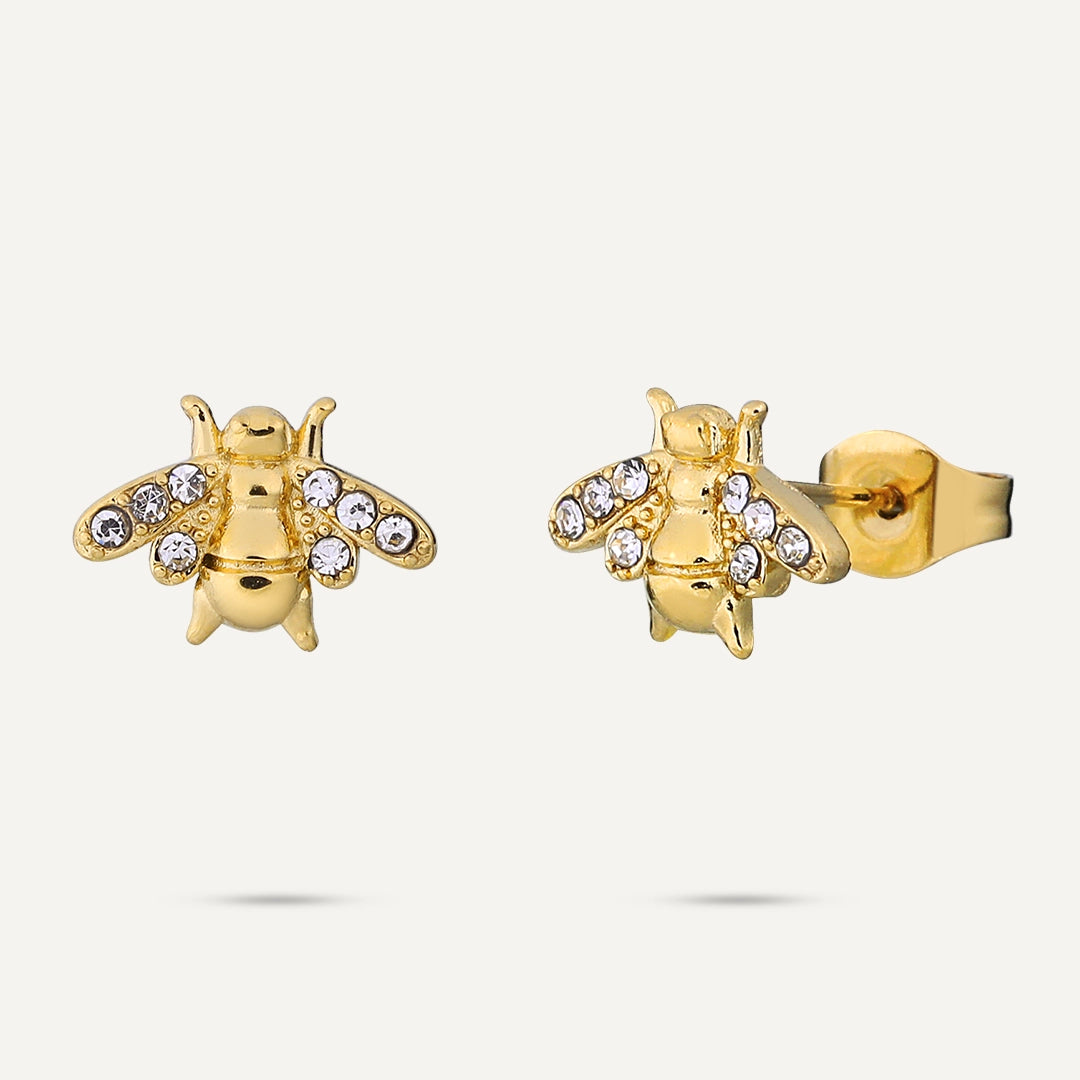 D&X London Vibes 18K Gold Plated Stainless Steel Bee Post Earrings