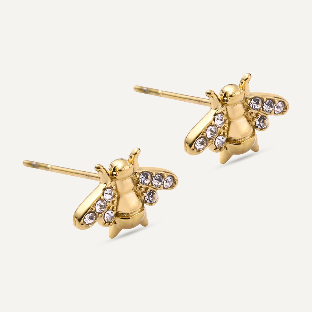 D&X London Vibes 18K Gold Plated Stainless Steel Bee Post Earrings