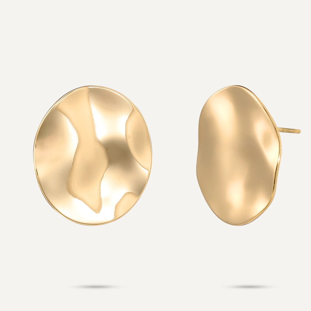 D&X London Hammered Gold Circle Stud Earrings