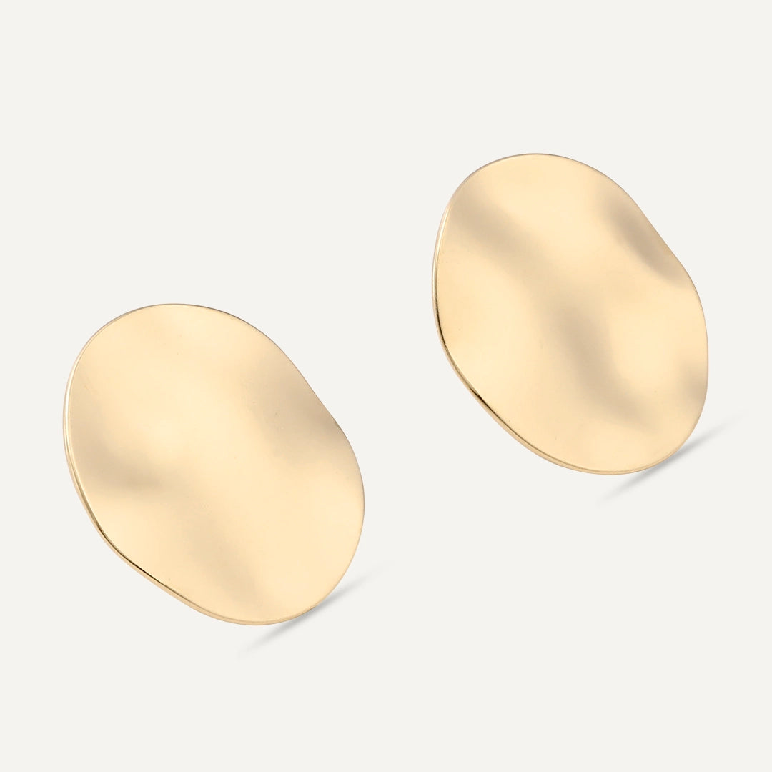 D&X London Hammered Gold Circle Stud Earrings