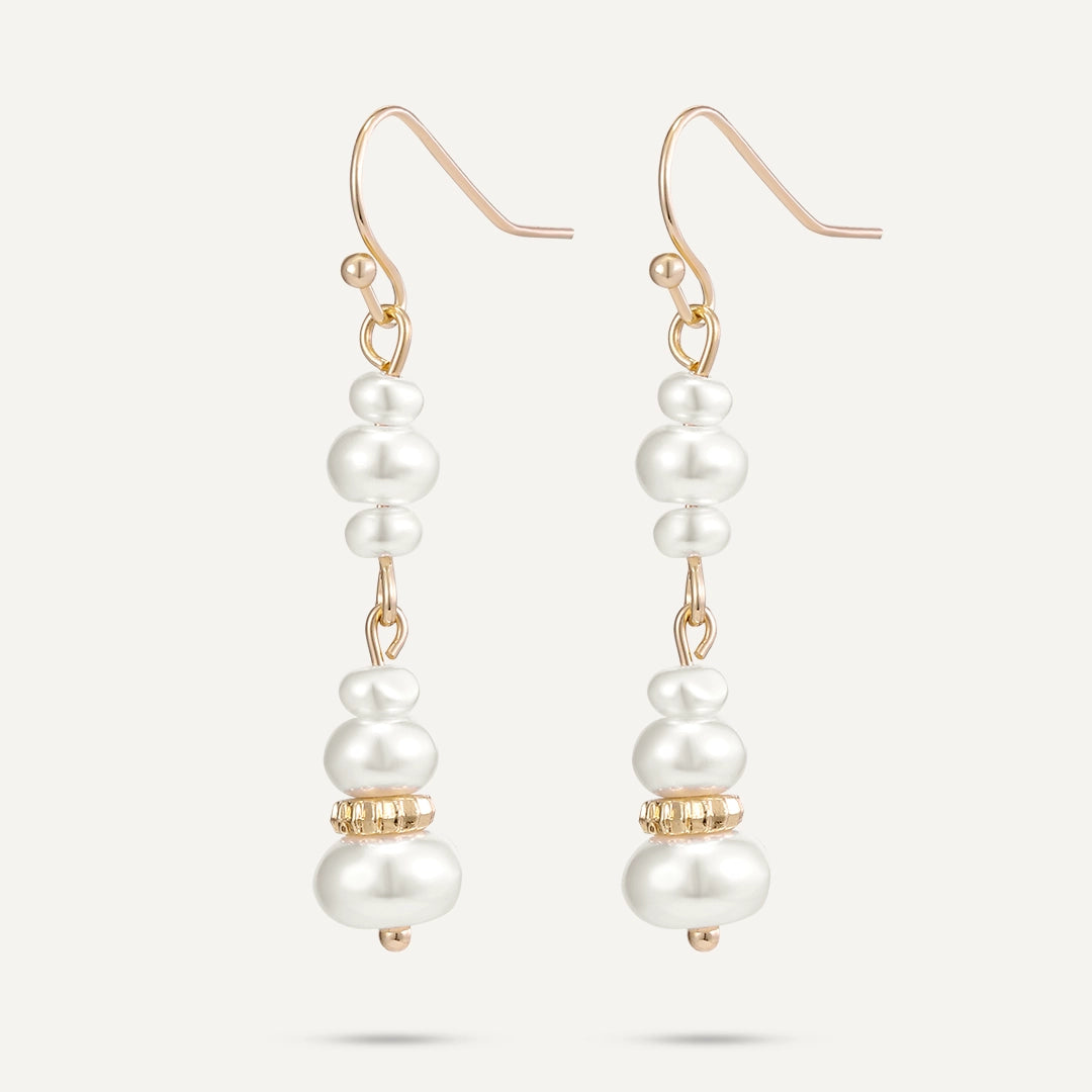 D&X London Drop Earrings with Faux Pearls In Gold Tone