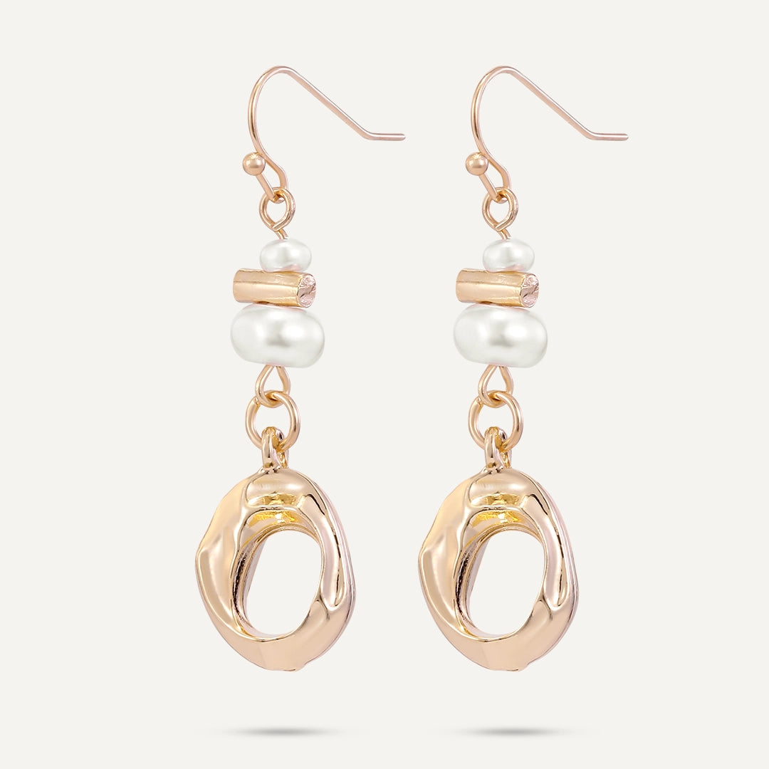 D&X London Gold Pearl Drop Earrings