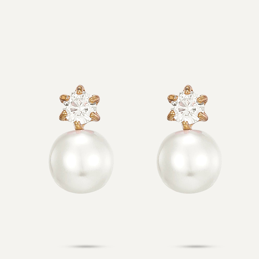 D&X London Vibes Pearl & Crystal Stud Earrings 18K Gold-Plated
