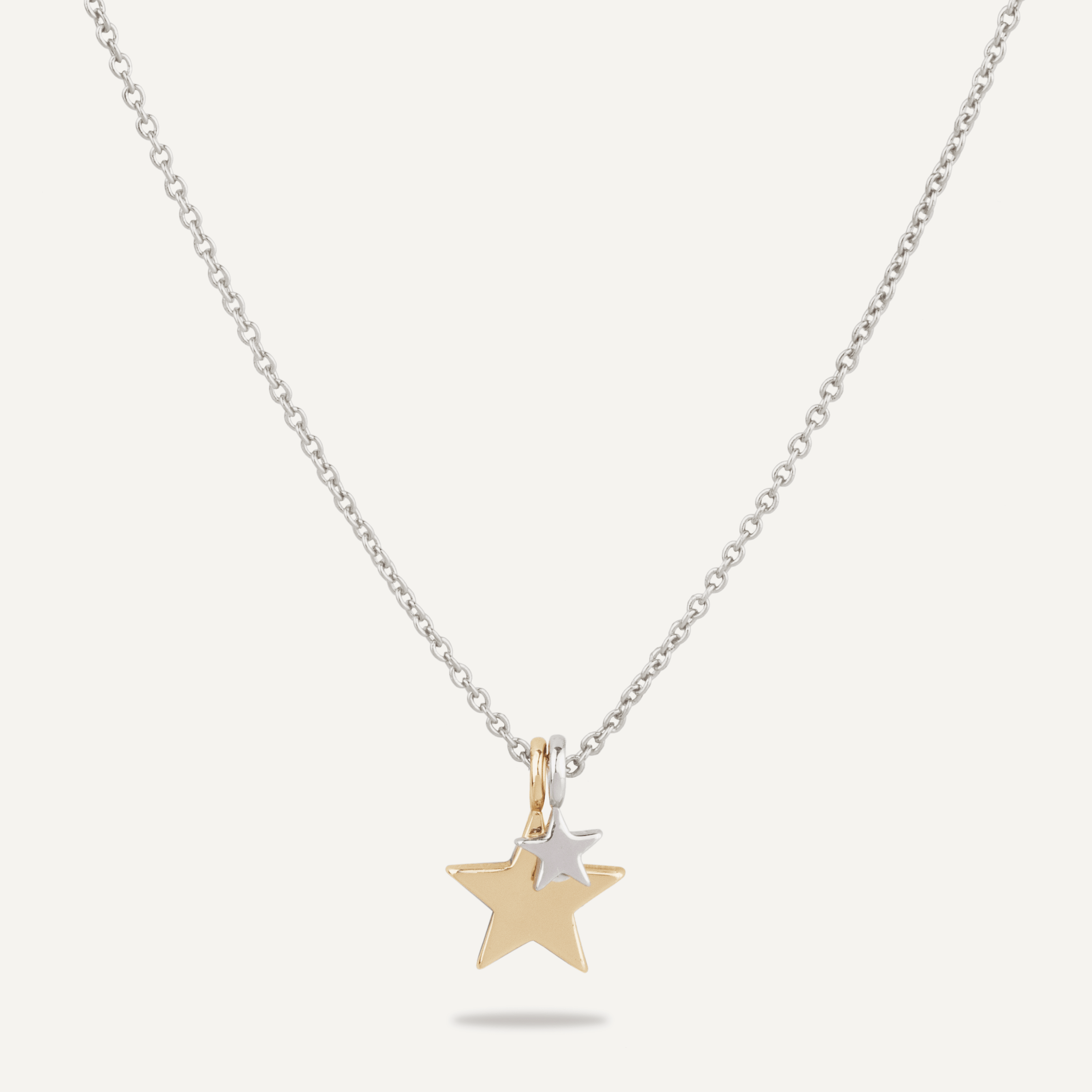 D&X London Keira Mixed Star Duo Necklace In Silver & Gold-Tone