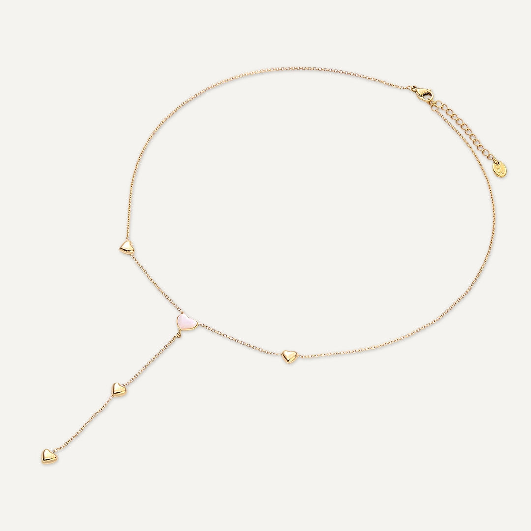 D&X London Vibes Heart Y Necklace 18k Gold Plated