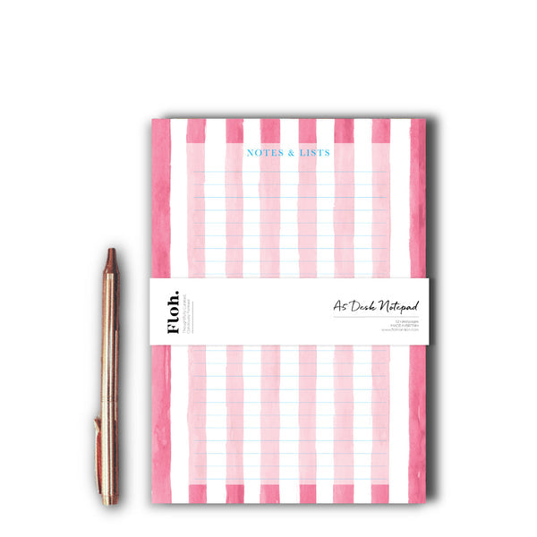Toasted Crumpet Raspberry (Stripes) A5 Desk Pad