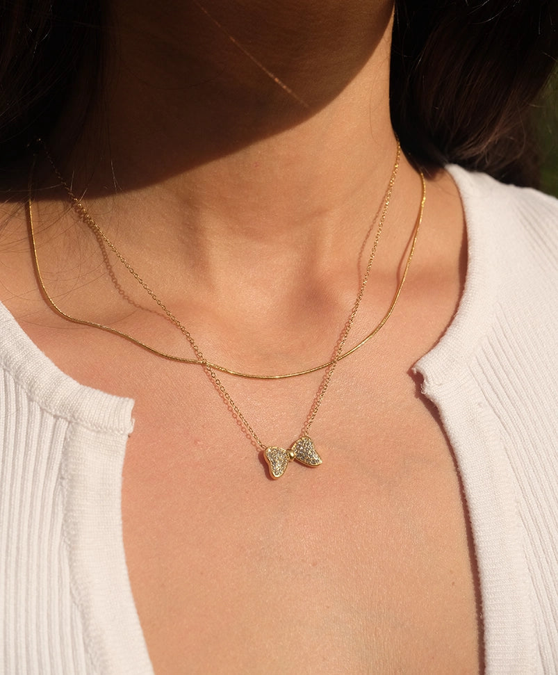 D&X London Vibes 18K Gold Plated Stainless Steel Diamante Bow Clasp Necklace