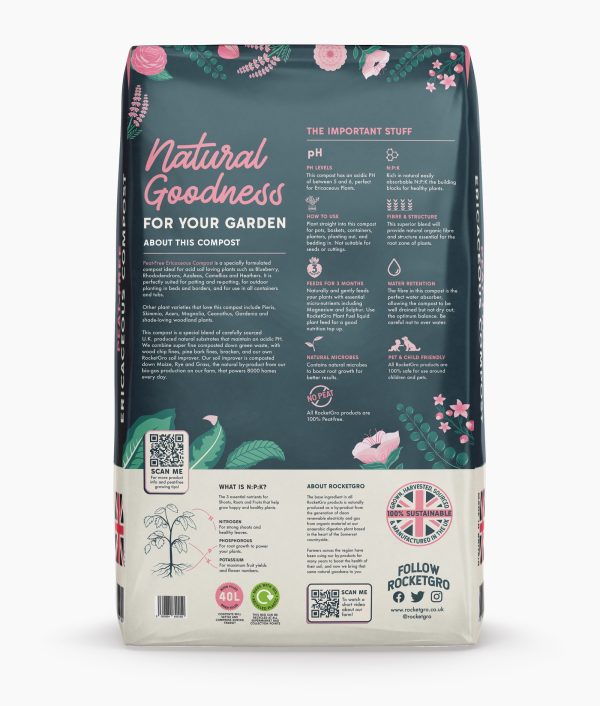 Rocket Gro Peat-Free Ericaceous Compost 40 Litres
