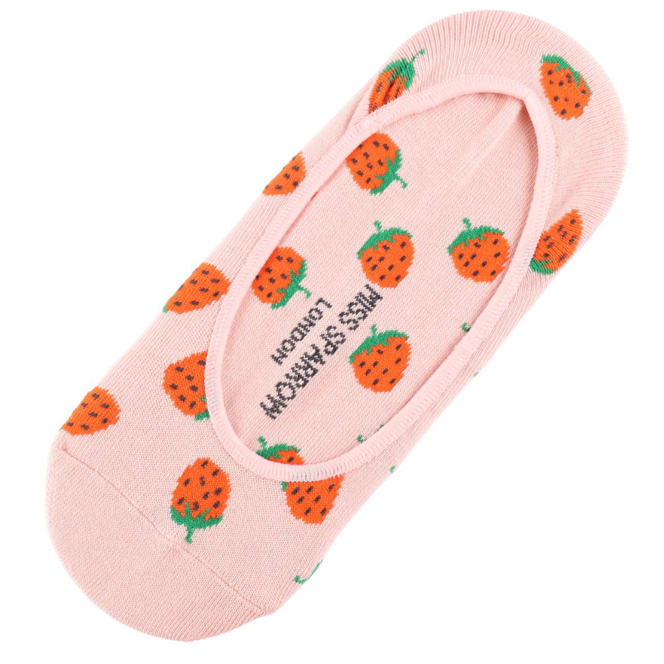Miss Sparrow Strawberries Invisible Footsie Socks Dusky Pink