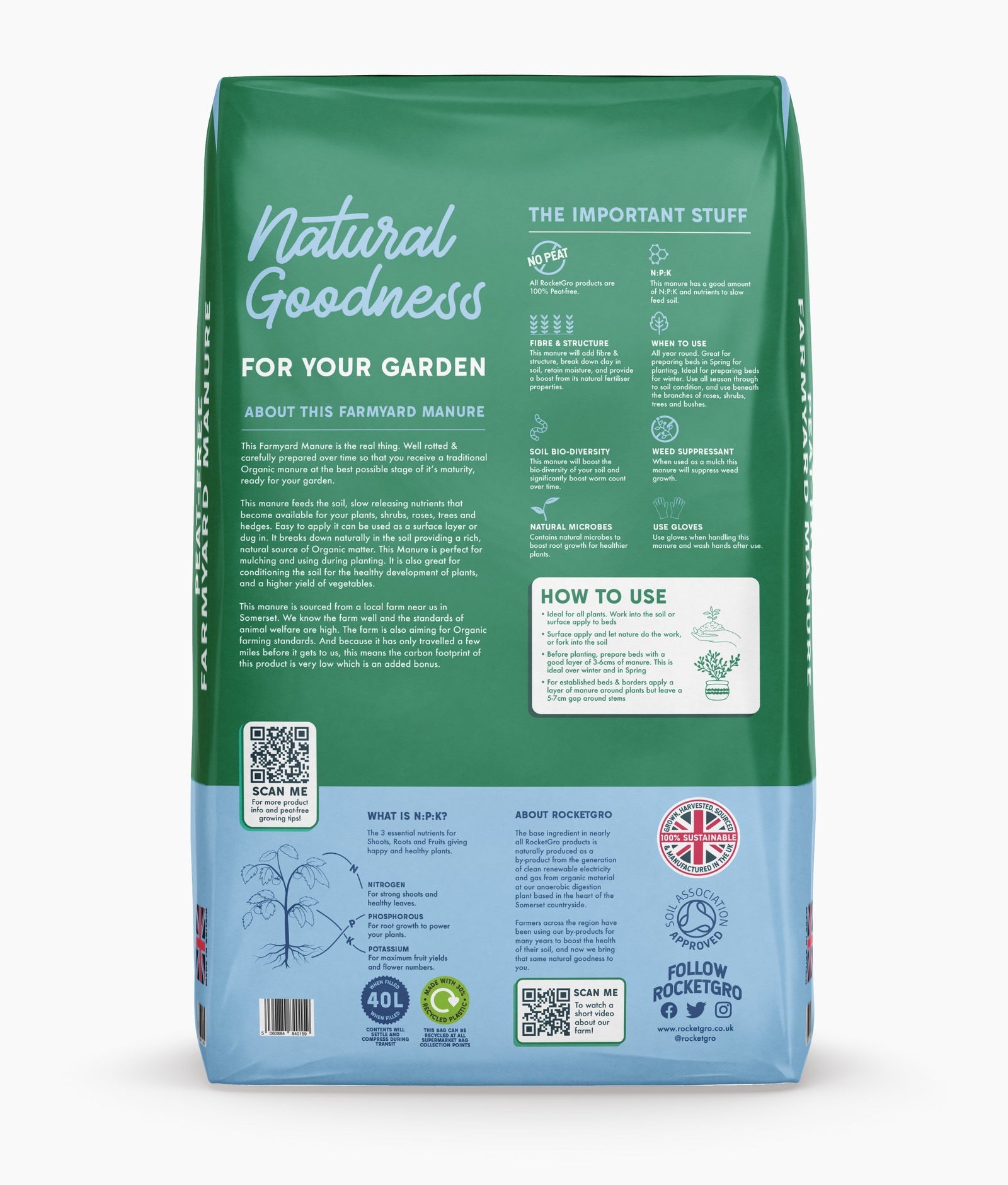 RocketGro Peat-Free Farmyard Manure 40L