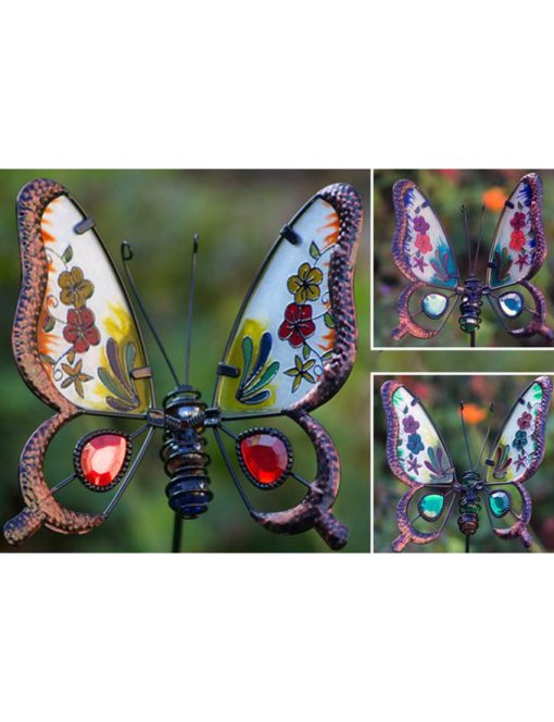 Greenkey Floral Glass Butterfly Stake Single