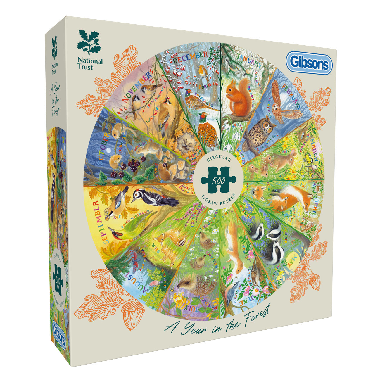 Gibsons A Year in the Forest 500 Piece Circular Jigsaw Puzzle