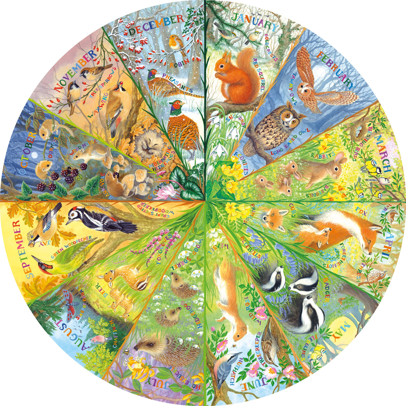 Gibsons A Year in the Forest 500 Piece Circular Jigsaw Puzzle