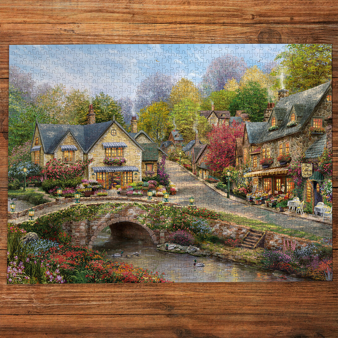 Gibsons Thomas Kinkade: Summer in Cobblestone Village 1000 Piece Jigsaw Puzzle