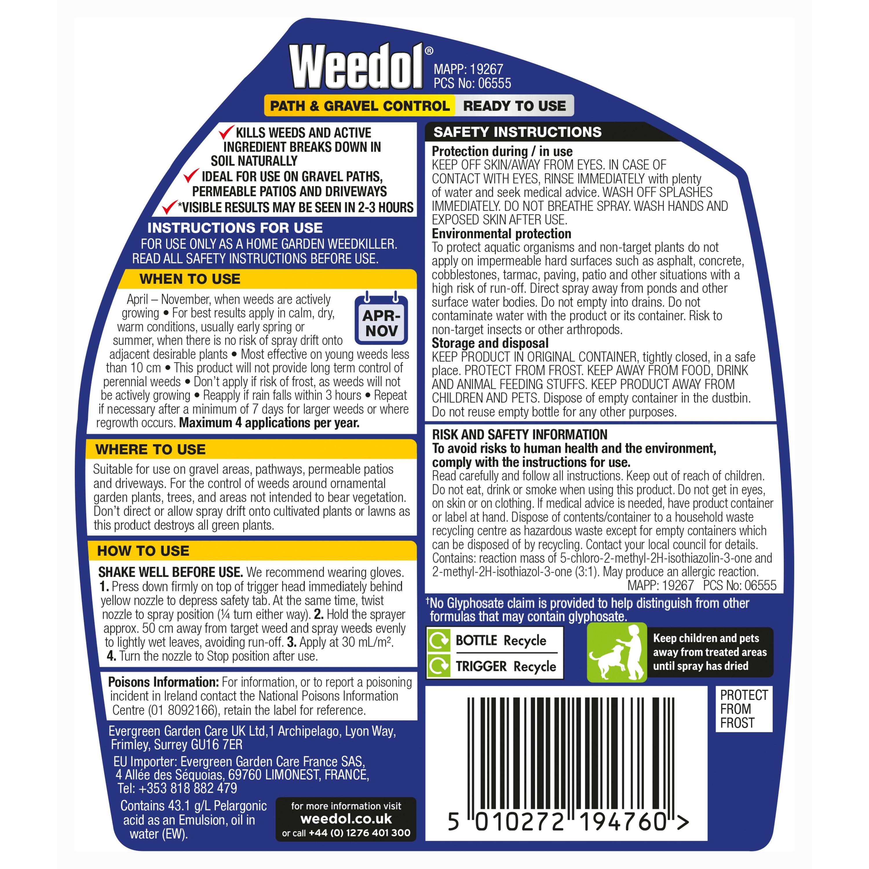 Weedol Path & Gravel Ready To Use 1L