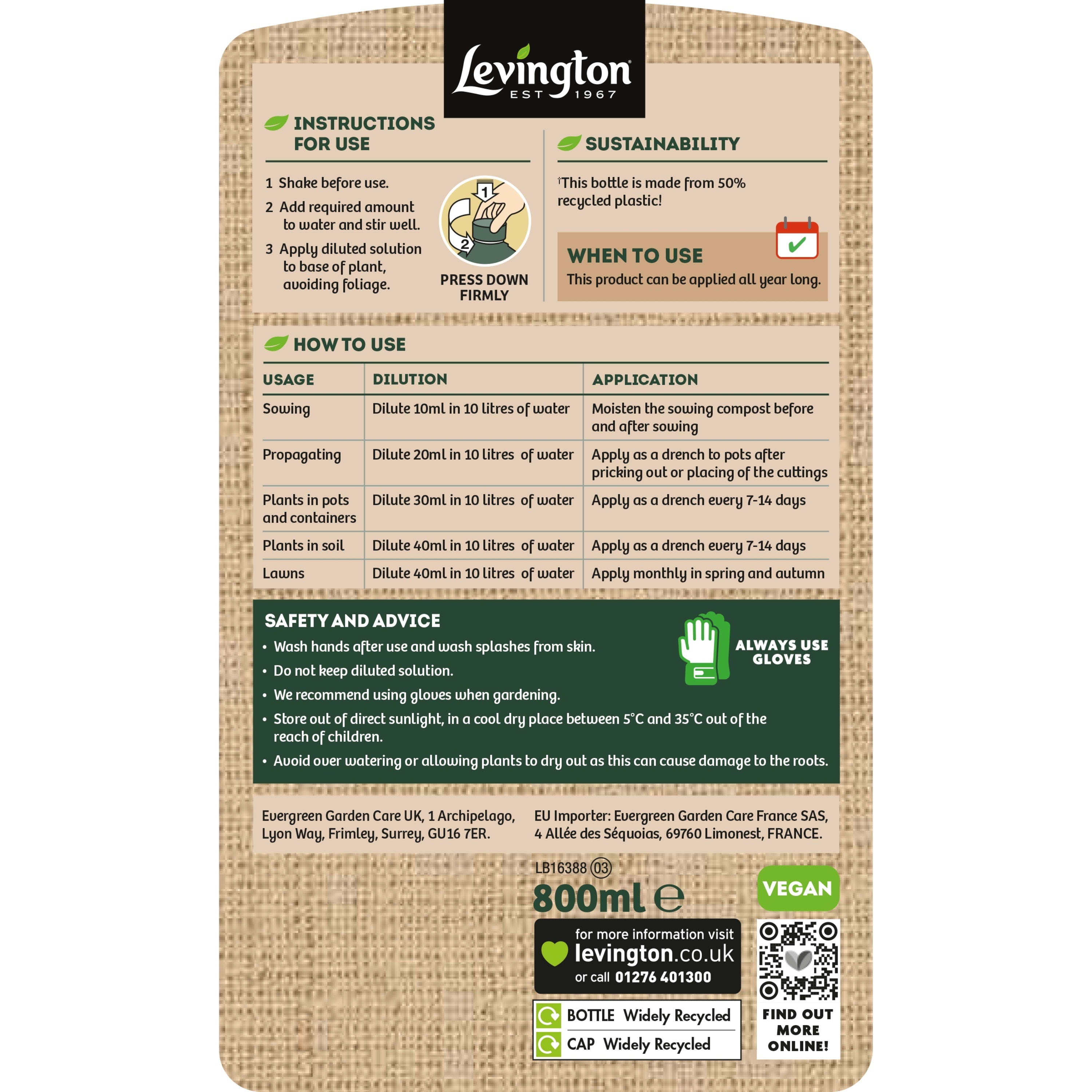 Levington Seaweed Tonic 800ml