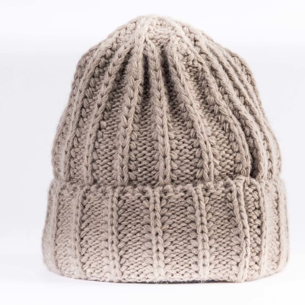 Aran Fisherman Lined Beanie - Mushroom