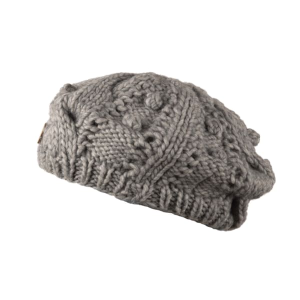 Aran Knit Beret - Grey Marl