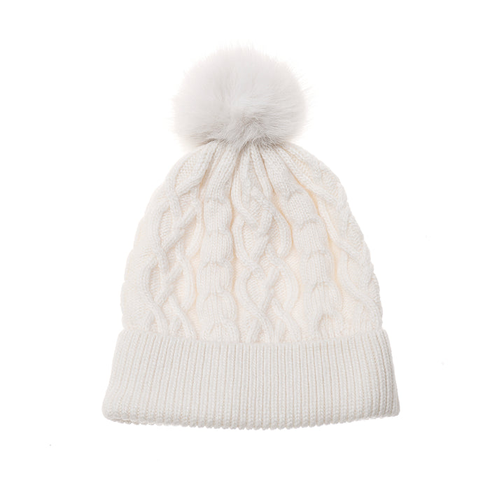 Accessories by Park Lane Pom Hat Whipped Cream