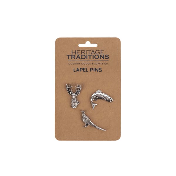 Heritage Traditions Pin Badge 3pk Set - Salmon, Pheasant, Stag
