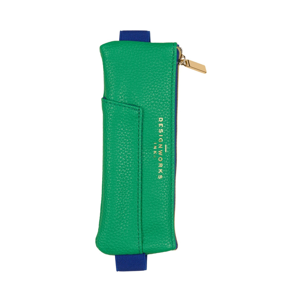 Designworks Collective Vegan Leather Pen Pouch - Bright Green + Navy