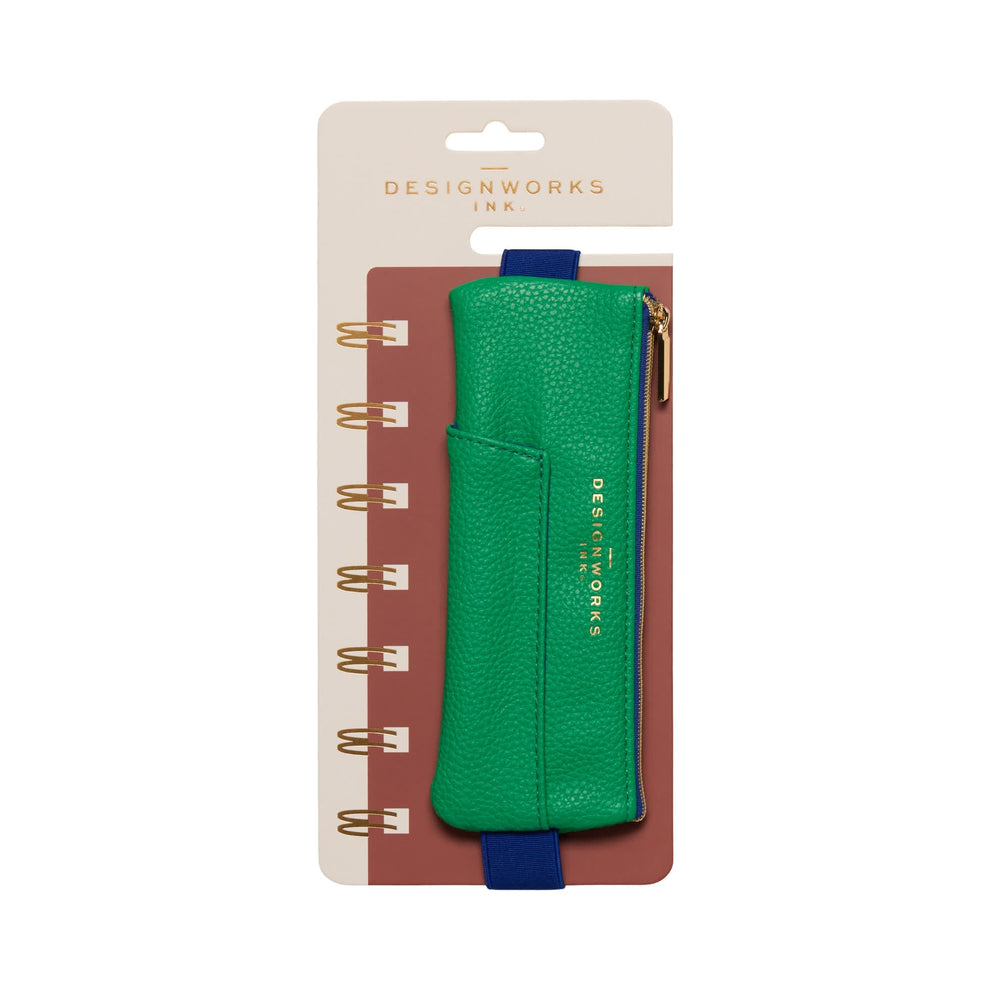 Designworks Collective Vegan Leather Pen Pouch - Bright Green + Navy