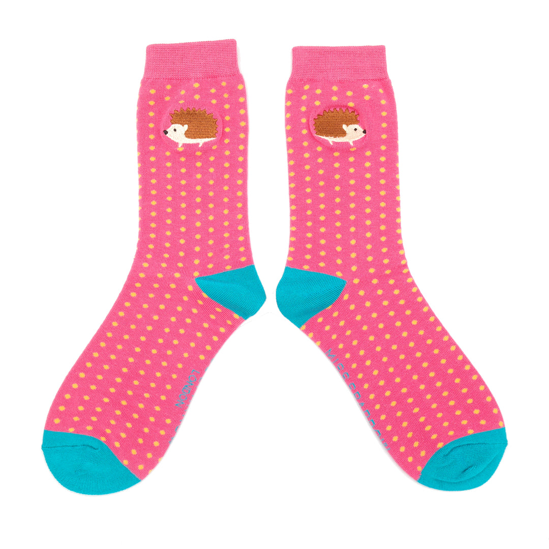 Miss Sparrow Embroidered Hedgehogs Hot Pink