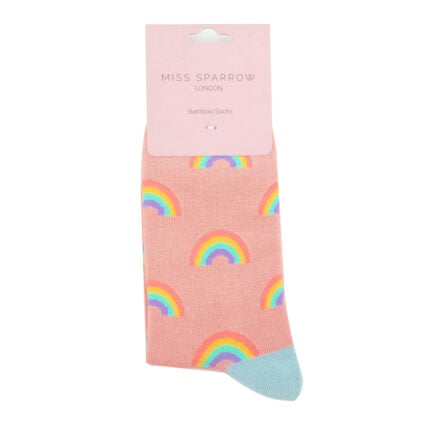 Miss Sparrow Rainbows Socks Salmon